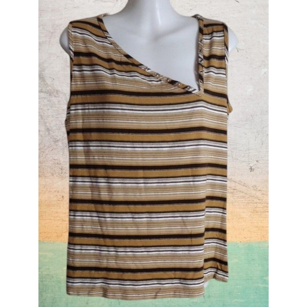 Sleeveless Striped Tank Top with String Crisscross Collar
